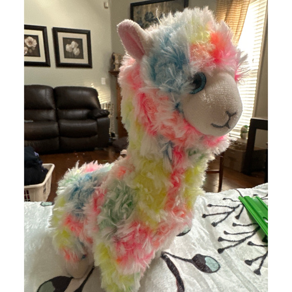 Rainbow Lola Alpaca Plush Toy Stuffed Animal Fluffy Llama Multicolor Cuddly Soft - Picture 2 of 10
